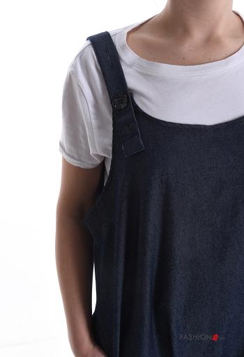 mit tiefem schritt Latzhose aus Baumwolle mit Knöpfen mit Taschen - ph 4