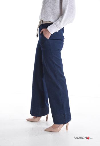 Cotton Trousers with belt with elastic with pockets - ph 3