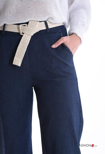 Cotton Trousers with belt with elastic with pockets - ph 4