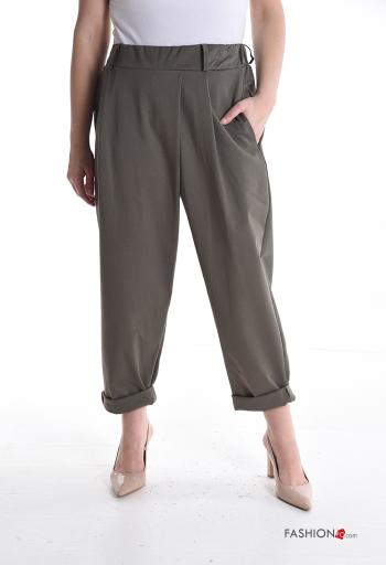 Cotton Trousers with pockets with elastic