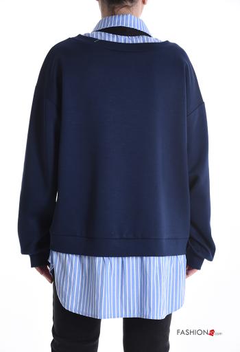 Streifenmuster lange ärmel mit kragen Sweatshirt mit Knöpfen - ph 2