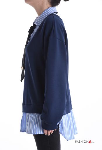 Streifenmuster lange ärmel mit kragen Sweatshirt mit Knöpfen - ph 3