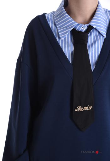 Streifenmuster lange ärmel mit kragen Sweatshirt mit Knöpfen - ph 4