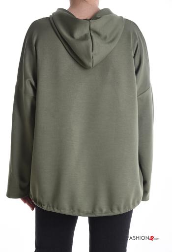 Felpa maniche lunghe senza fodera con tasche con zip con cappuccio - ph 2