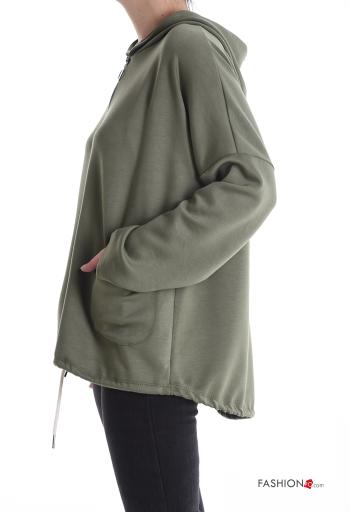 Felpa maniche lunghe senza fodera con tasche con zip con cappuccio - ph 3