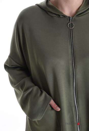 Felpa maniche lunghe senza fodera con tasche con zip con cappuccio - ph 4
