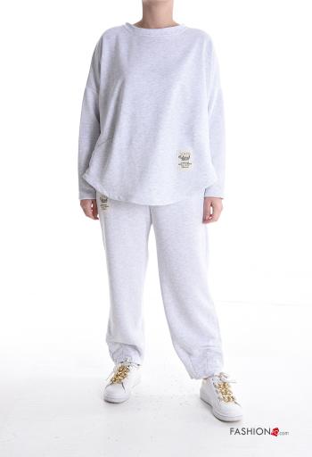 long sleeve crew neck Cotton Sports set with pockets with elastic