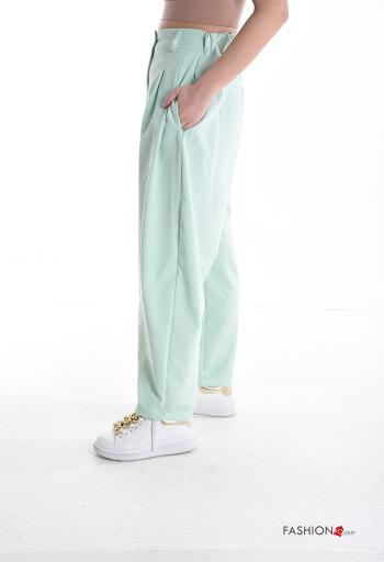 Pantalones con botones con cremallera con elástico con bolsillos - ph 3