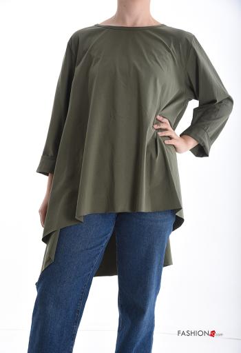 roher saumabschluss u-boot ausschnitt asymmetrisch Langarmshirt aus Baumwolle