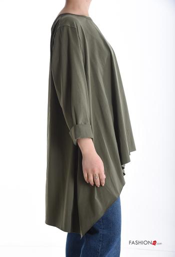 roher saumabschluss u-boot ausschnitt asymmetrisch Langarmshirt aus Baumwolle - ph 3