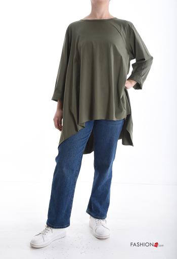 roher saumabschluss u-boot ausschnitt asymmetrisch Langarmshirt aus Baumwolle - ph 5