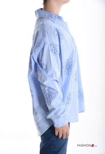 Embroidered long sleeve with collar Cotton Shirt with buttons - ph 3