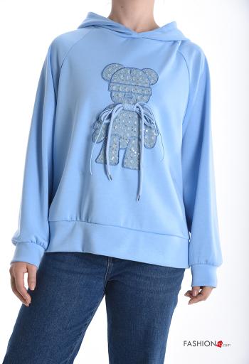 Patterned long sleeve Sweatshirt with sequins with hood