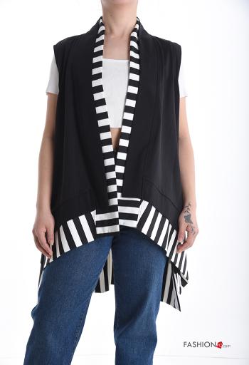 Veston en Coton asymétrique Imprimé à rayures sans doublure