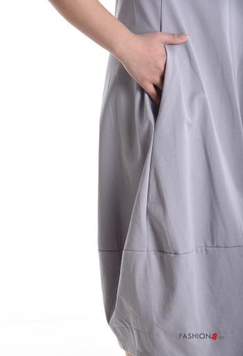 Abito in Cotone girocollo maniche a tre quarti con tasche con zip - ph 4
