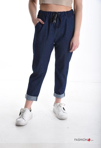 Jeans aus Baumwolle mit Taschen mit gummizug - ph 1