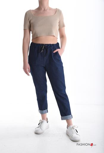 Jeans aus Baumwolle mit Taschen mit gummizug - ph 5