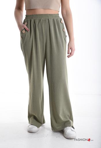 long Trousers with buttons with elastic with pockets - ph 1