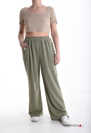 long Trousers with buttons with elastic with pockets - ph 5