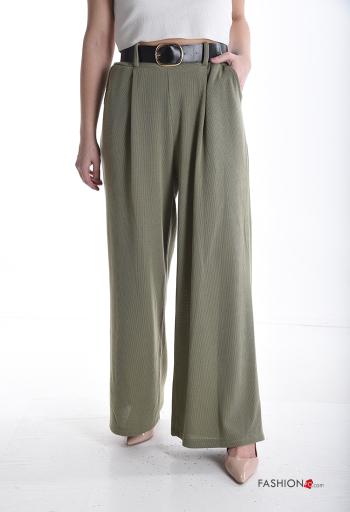 long Trousers with belt with elastic with pockets - ph 1
