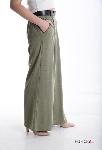 long Trousers with belt with elastic with pockets - ph 3