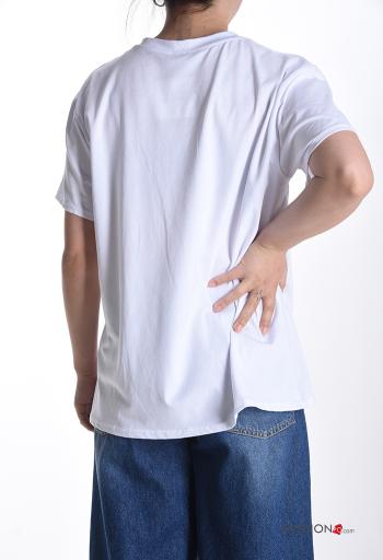 T-shirt em Algodão manga curta gola redonda Padrão Estampado - ph 2