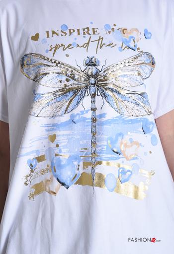 T-shirt em Algodão manga curta gola redonda Padrão Estampado - ph 4