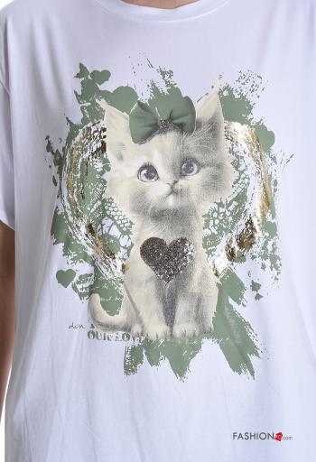 T-shirt em Algodão manga curta gola redonda Padrão animais - ph 4