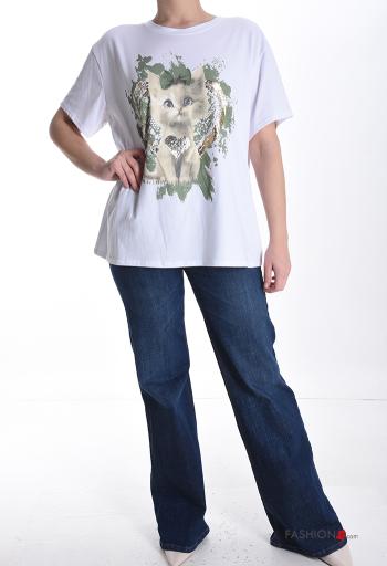 T-shirt em Algodão manga curta gola redonda Padrão animais - ph 5