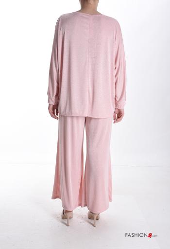 long sleeve crew neck Co-ord with rhinestones with elastic - ph 2