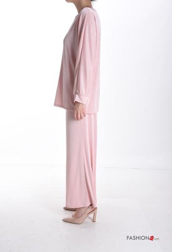 long sleeve crew neck Co-ord with rhinestones with elastic - ph 3