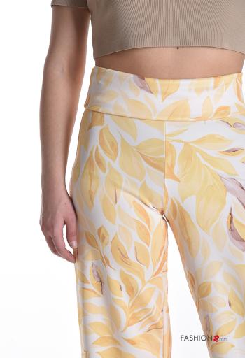 Pantalone vita alta lungo Fantasia con foglie con elastico - ph 4