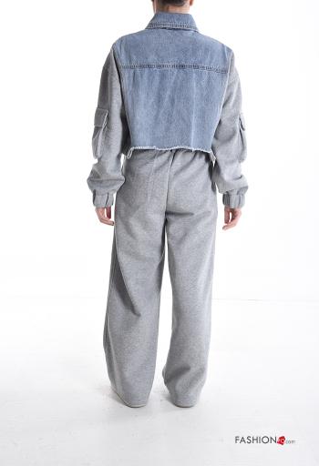 with buckle with collar wide leg Cotton Co-ord with buttons with zip with pockets - ph 2