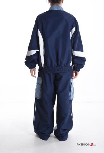 denim with collar oversized Cotton Co-ord with buttons with elastic with pockets - ph 2