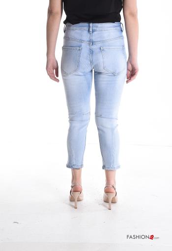 Jeans in Cotone skinny con bottoni con strass con zip con tasche - ph 2