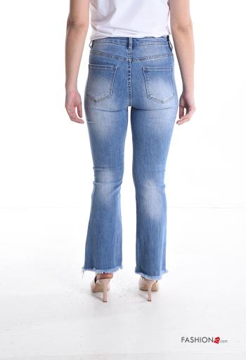 Jeans in Cotone con bottoni con frange con zip con tasche - ph 2