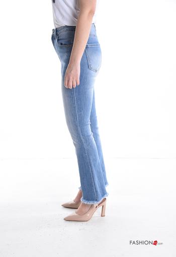 Jeans in Cotone con bottoni con frange con zip con tasche - ph 3
