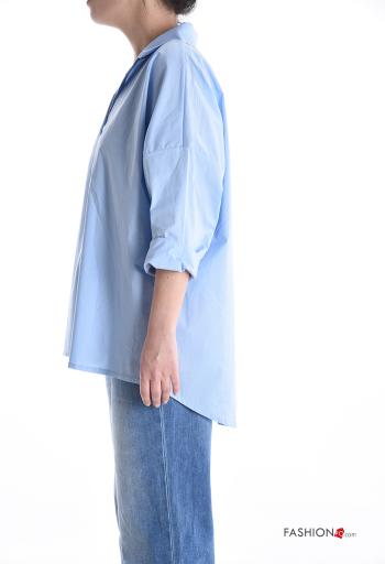 long sleeve with collar Cotton Blouse with rhinestones - ph 3