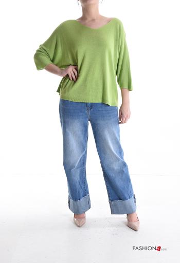 Maglione scollo a V maniche a tre quarti - ph 5