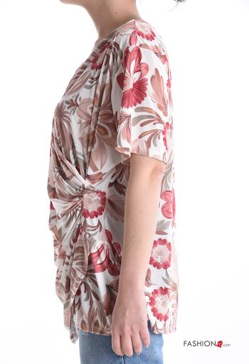 Blusa maniche corte Fantasia floreale scollo a V - ph 3