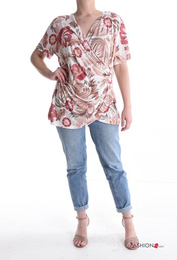 Blusa maniche corte Fantasia floreale scollo a V - ph 5