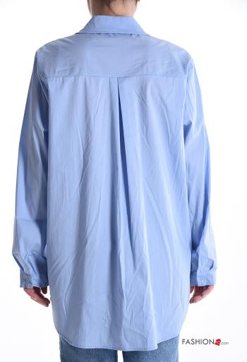 Camicia in Cotone asimmetrico maniche lunghe con colletto con bottoni - ph 2