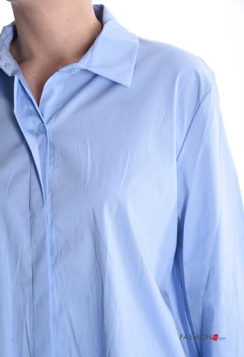 Camicia in Cotone asimmetrico maniche lunghe con colletto con bottoni - ph 4