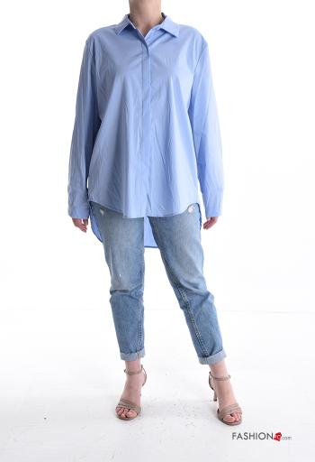 Camicia in Cotone asimmetrico maniche lunghe con colletto con bottoni - ph 5