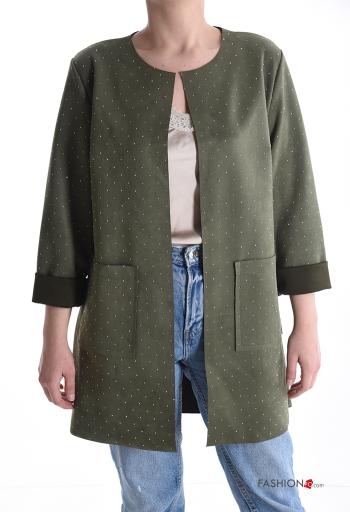 Giacca maniche lunghe con tasche con strass