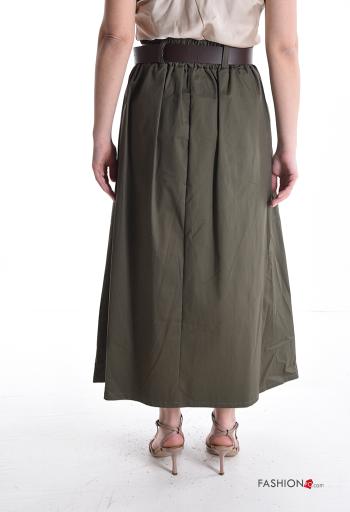 high waist Cotton Skirt with belt with elastic with pockets - ph 2