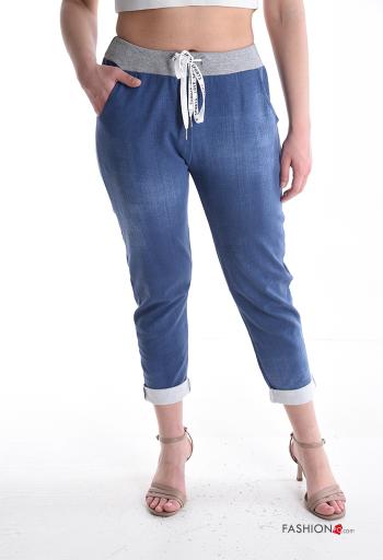 Pantalone sportivo in Cotone con elastico con tasche con nastro