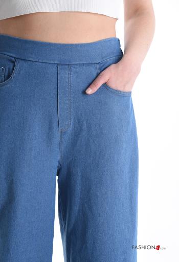 flared long Cotton Jeans with pockets with elastic - ph 4