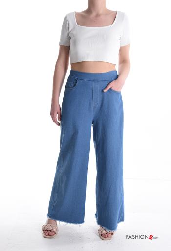 flared long Cotton Jeans with pockets with elastic - ph 5