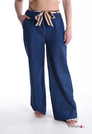 Pantalon en Coton avec ceinture en tissu avec poches avec élastique